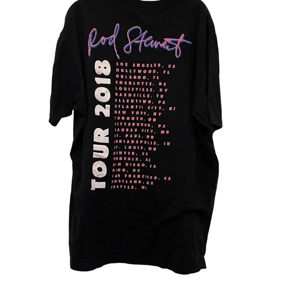 Rod Stewart 2018 Tour Black Graphic T-Shirt Unisex Short Sleeve Cotton Large - Picture 3 of 4